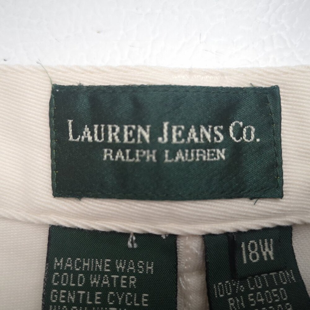 Lauren Jeans Co. Ralph Lauren Ladies Size 18W Cream Straight Leg Pants - Picture 3 of 12